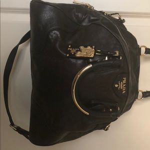 Prada - Glazed calfskin shoulder bag